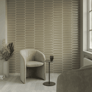 אריח קרמיקה דקורטיבי מעוגל תלת־מימדי Aquarelle O Olive 7.5/30 ס״מ