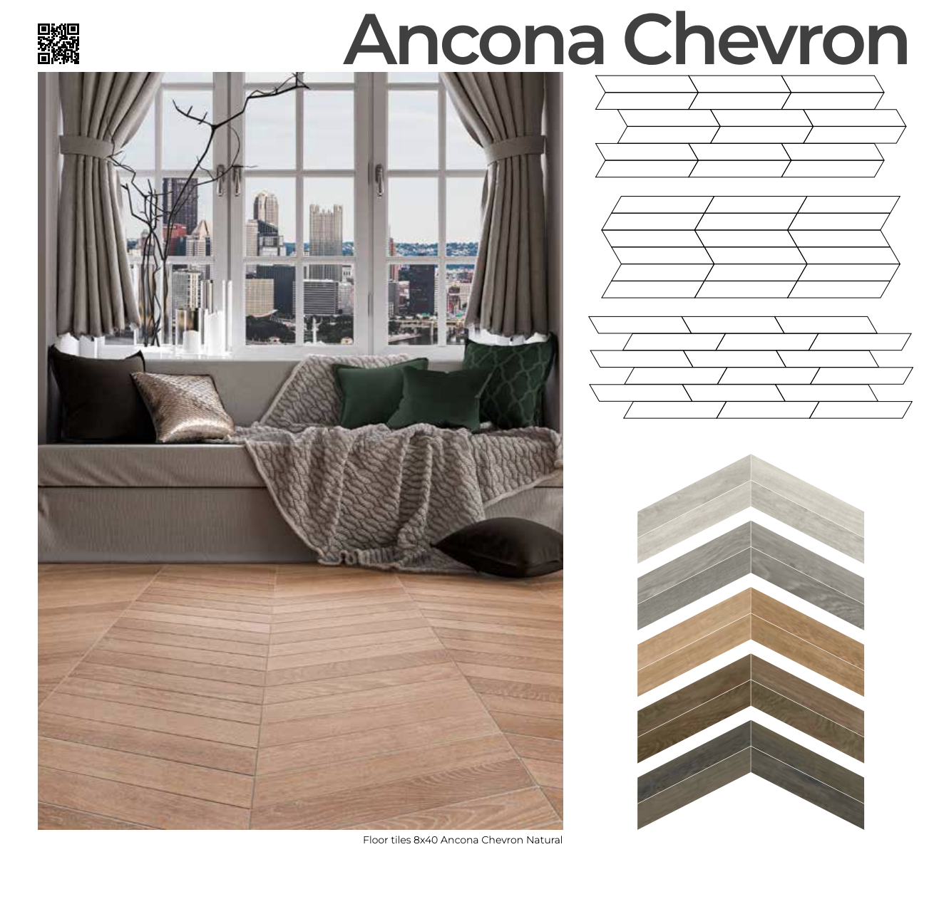אריח פורצלן דמוי פרקט שברון 0.8/40 CHEV ANCONA CHERRY – תמונה 2